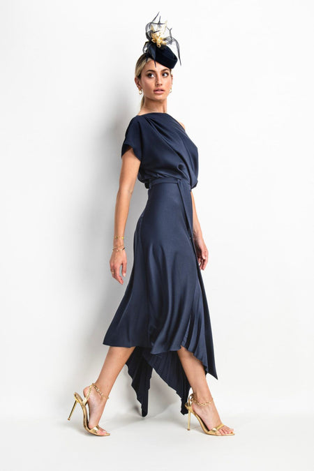 KEVAN JON PETRA PLEATED KNEE DRESS