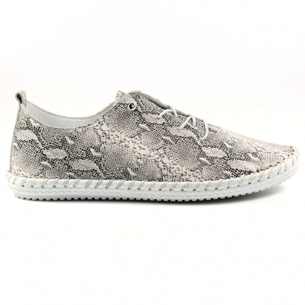 Lunar Whitby Snake Leather Plimsoll