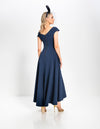 Kevan Jon Safia Navy Bow Flare & Cape Dress