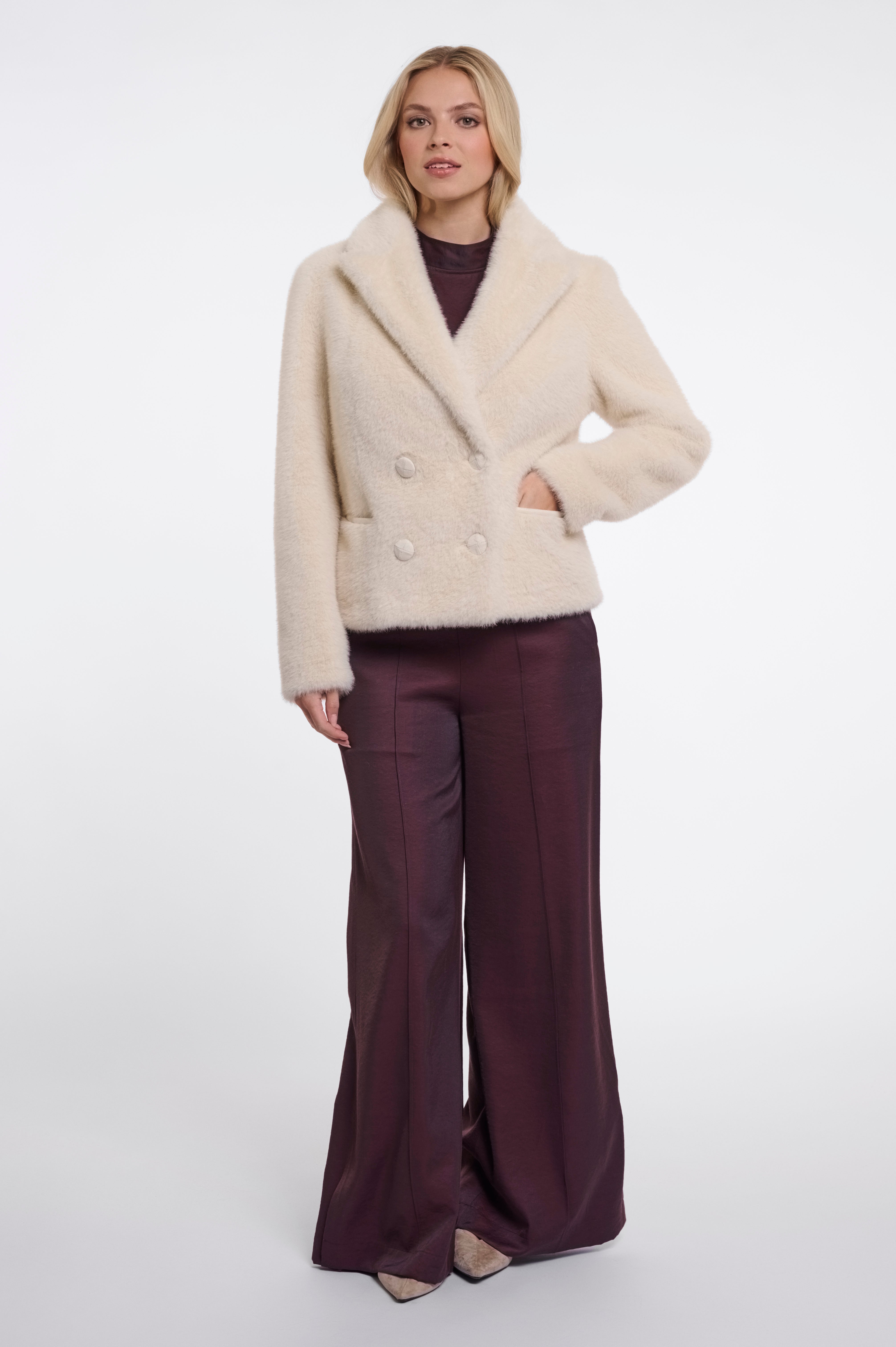 MAYLI SHORT DOUBLE BREASTED JACKET -BIRCH