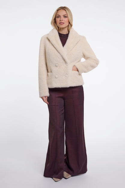 MAYLI SHORT DOUBLE BREASTED JACKET -BIRCH