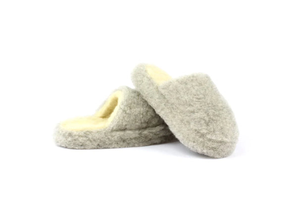 YOKO WOOL MULE SLIPPERS Light Grey