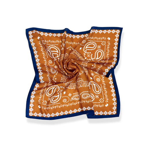 Bandana square neck scarf Mustard/Navy