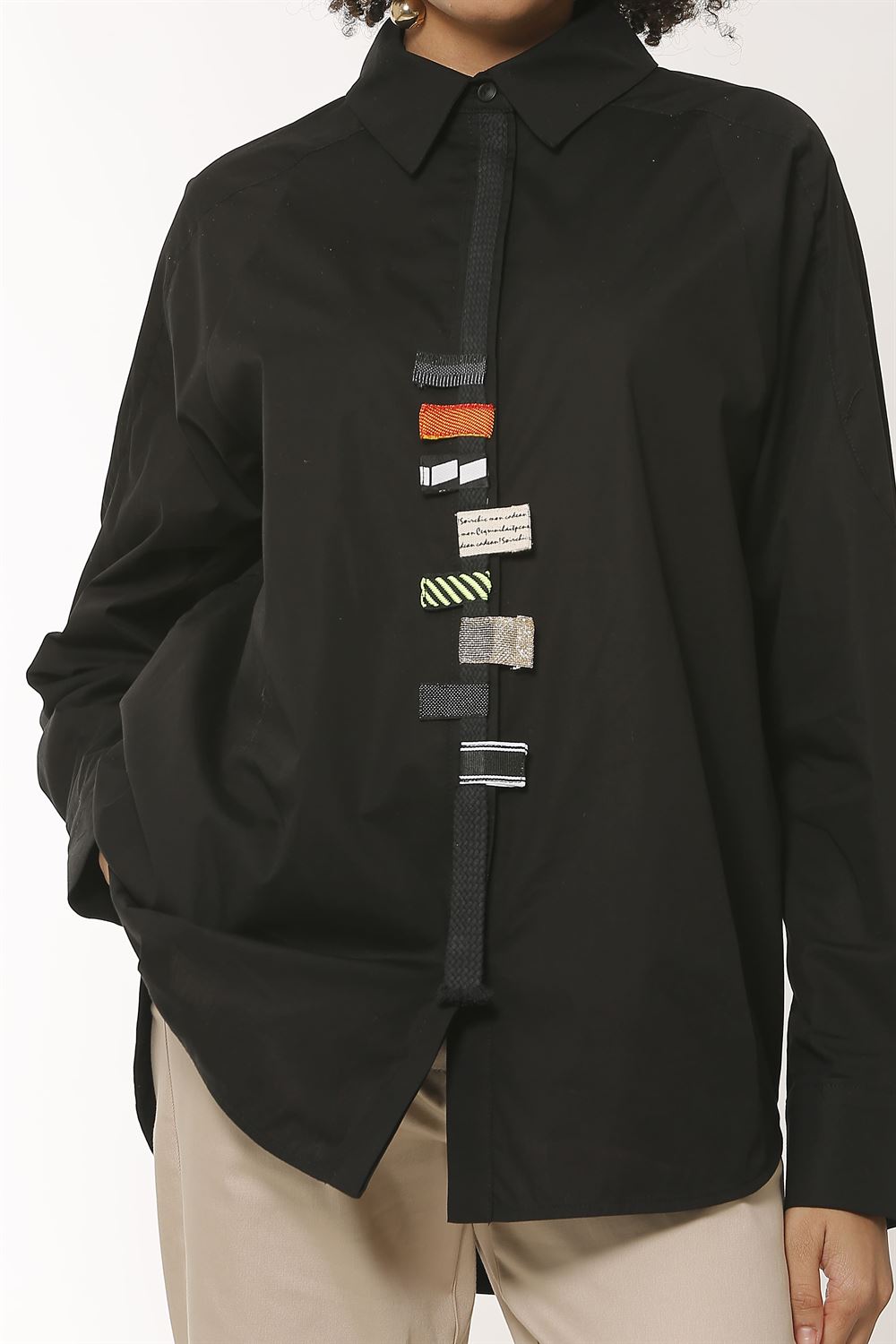 BIZE 823 Asymmetric Poplin Shirt