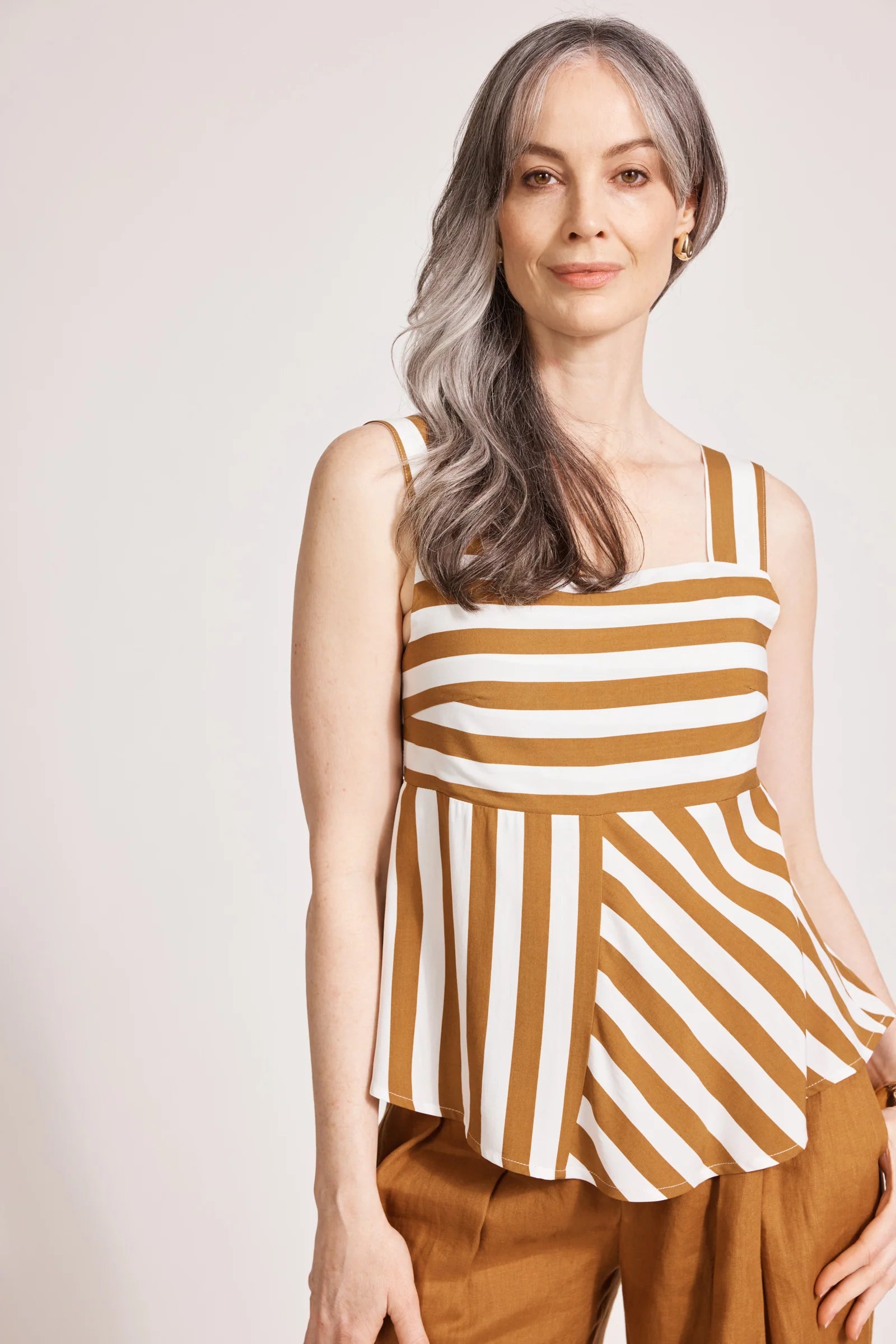 Eb & Ive TREVILLE STRIPE TANK - CARAMEL