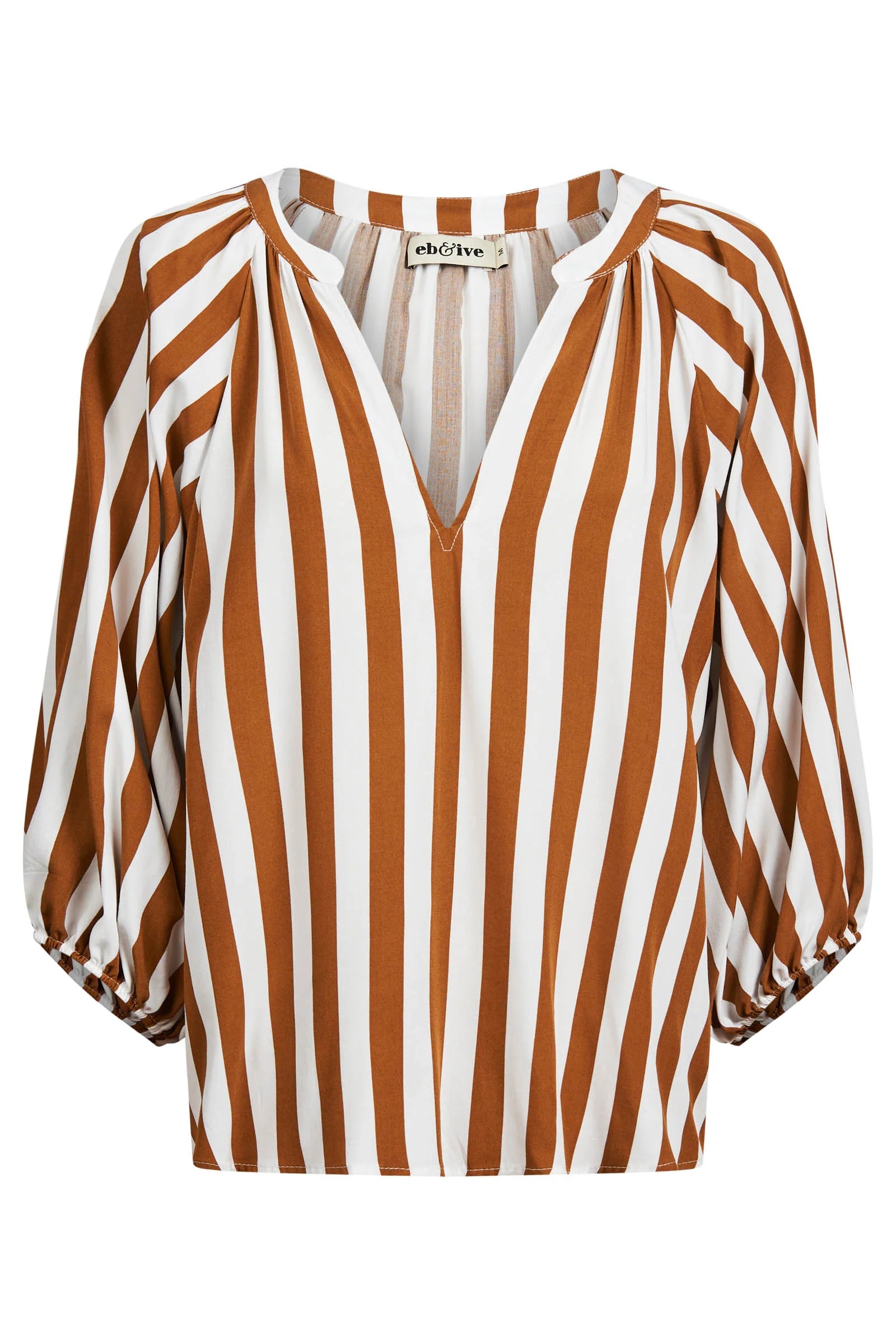 Eb & Ive TREVILLE STRIPE BLOUSE - CARAMEL
