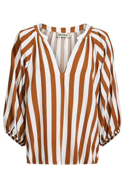 Eb & Ive TREVILLE STRIPE BLOUSE - CARAMEL