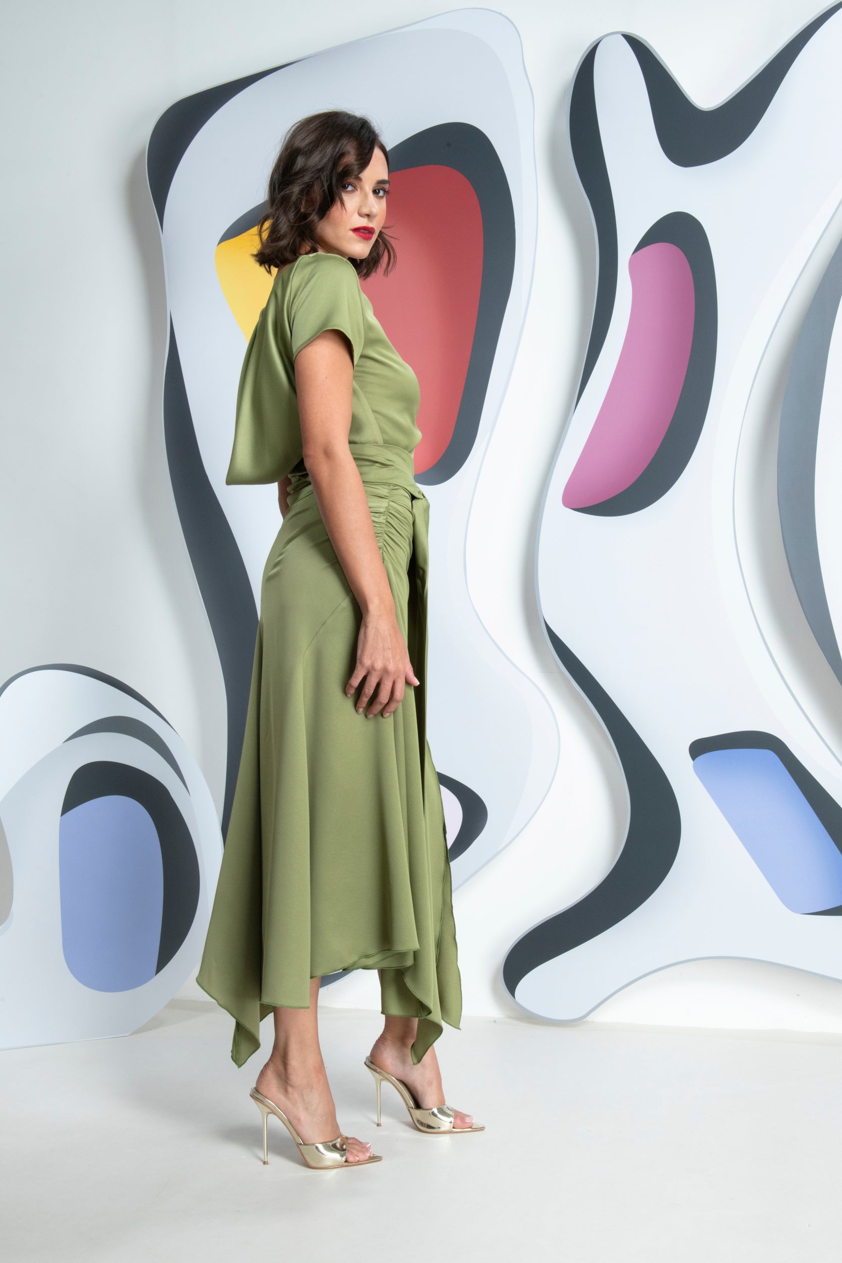 KEVAN JON  Dotty drape  MOSS GREEN