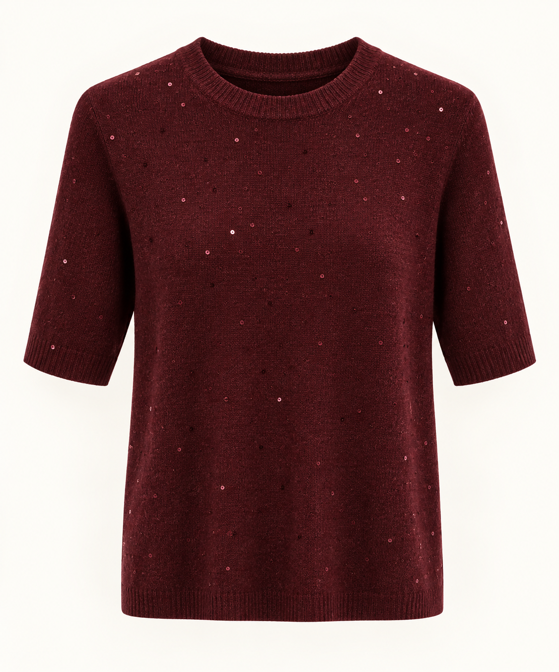 ESQUALO F26 02539 Knitted top, short sleeves, fancy strass