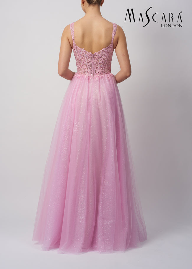 MC11347 EMBELLISHED TULLE DRESS PINK