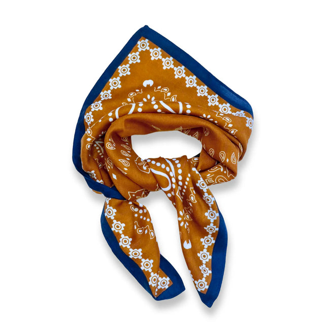 Bandana square neck scarf Mustard/Navy