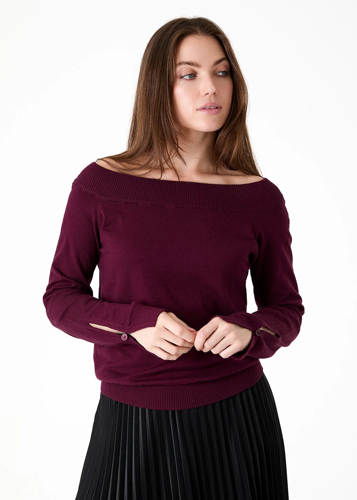 Dreams London AA0520 Cashmere Like Off The Shoulder Jumper