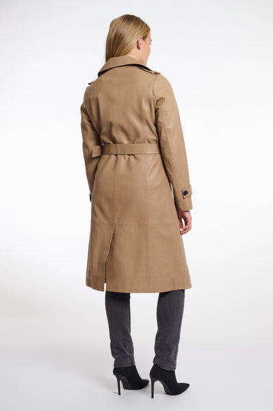 Rino & Pelle  IRENE DOUBLE BREASTED LEATHER TRENCHCOAT-Brew