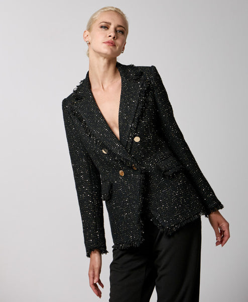 ACCESS FASHION Sequin-embroidered tweed blazer