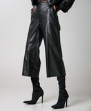 ACCESS FASHION Faux Leather Effect Cropped Trousers