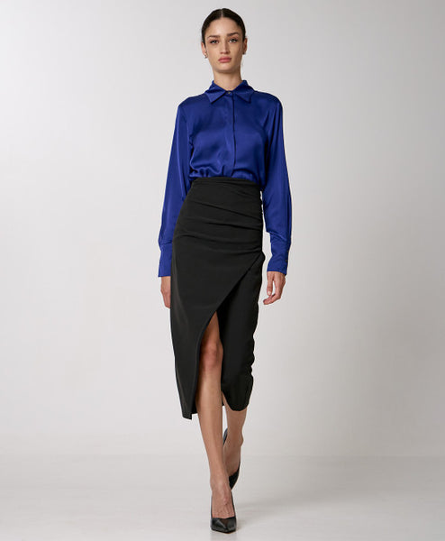 ACCESS FASHION Wrap skirt with side gathering