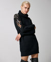 ACCESS FASHION Knitted dress with pearl shoulders