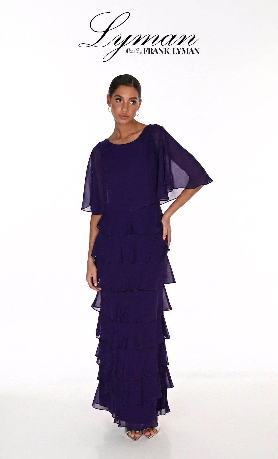 Frank Lyman 269003 Woven dress. Eggplant
