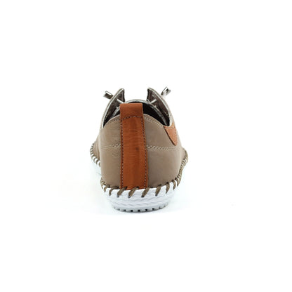 ST IVES LEATHER PLIMSOLE Taupe