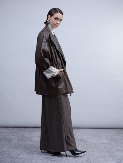 HAAKO Faux leather jacket H2026 Greige