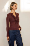 Libby loves Gracie Frill Top - Burgundy