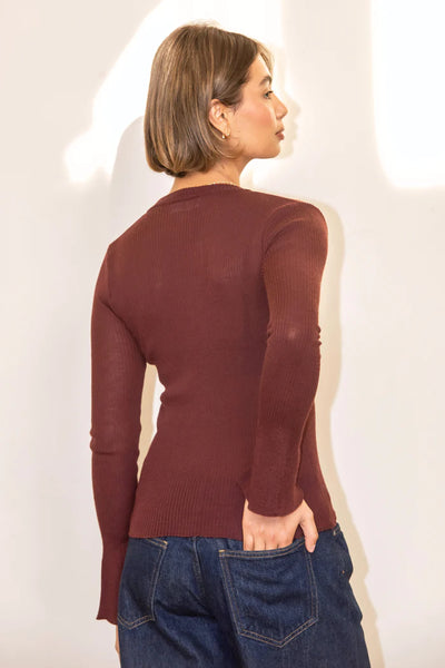 Libby loves Gracie Frill Top - Burgundy