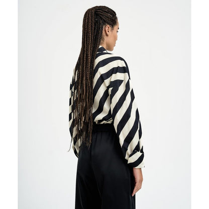 ACCESS FASHION Draped Stripe Blouse