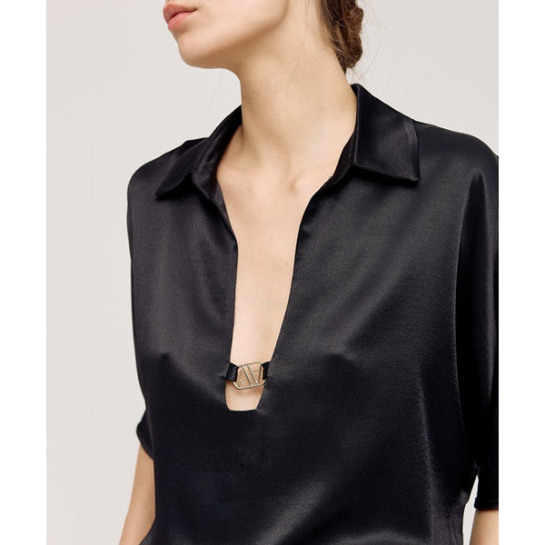 ACCESS FASHION Blouse with metallic Detail Navy