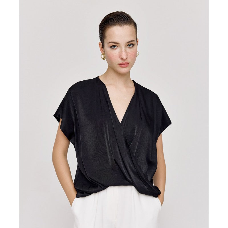 ACCESS FASHION Wrap Blouse Black