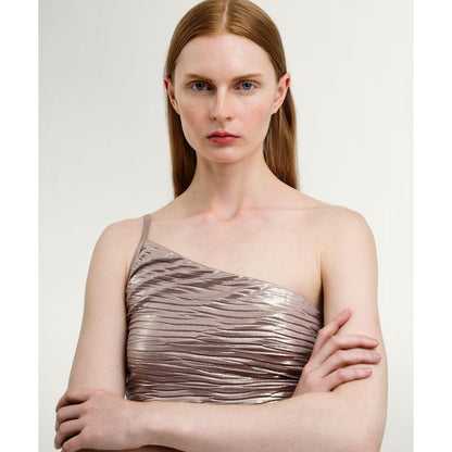 ACCESS FASHION Midi one shoulder metallic effect dress
