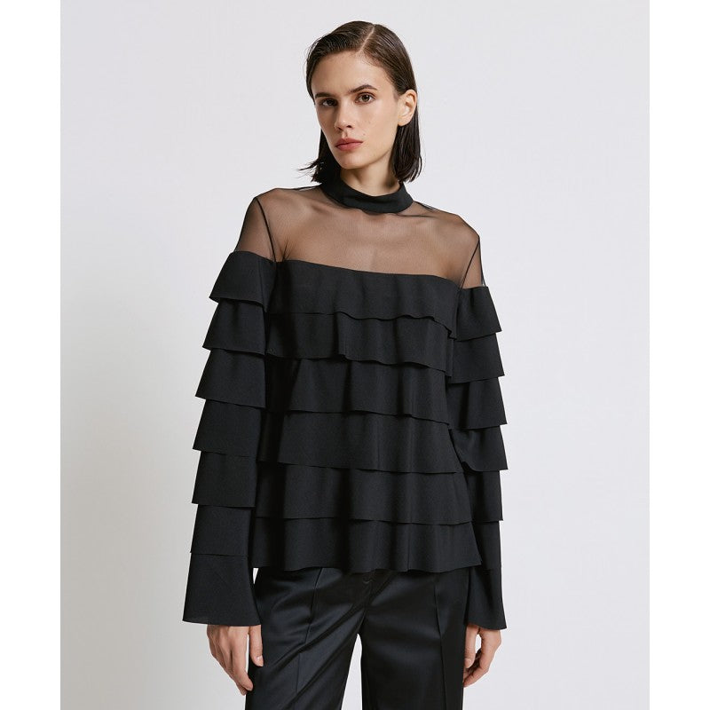 ACCESS FASHION Mesh Top with ruffles