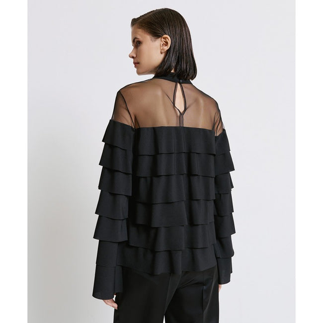 ACCESS FASHION Mesh Top with ruffles