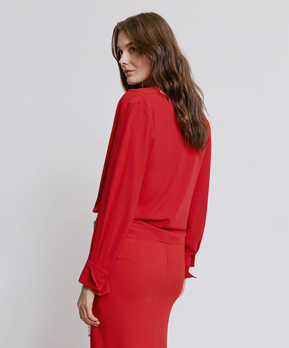 Access Fashion 2191 Red  Wrap blouse wide cuff