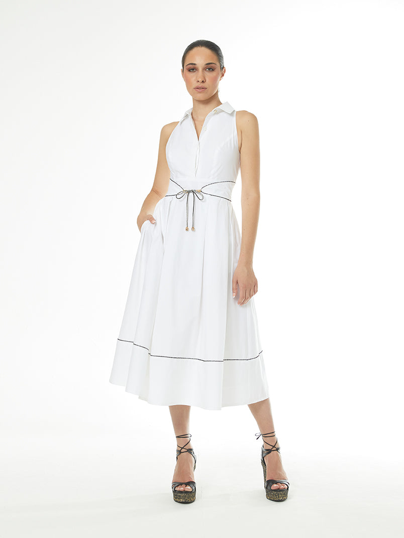 Arggido White Dress with black trim 47562 – revolve store