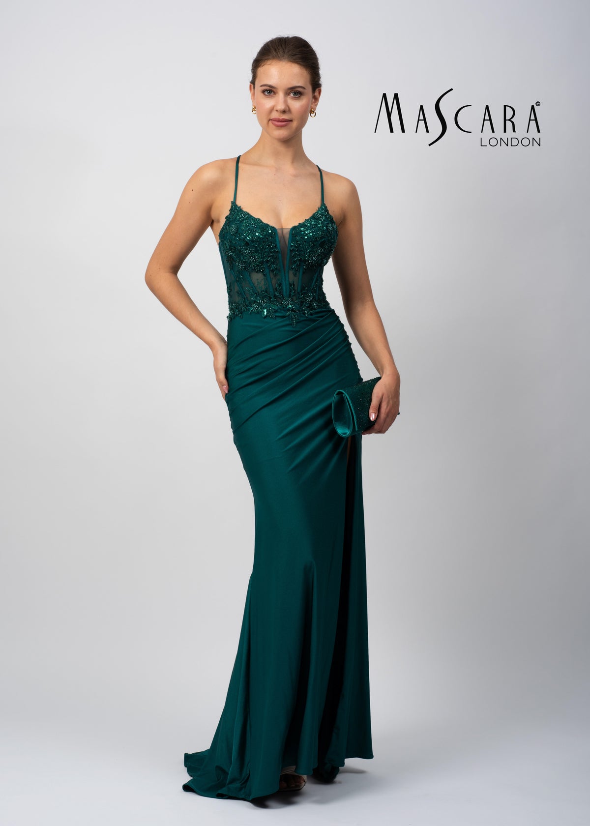 Mascara MC11324 Pleated Emb jersey FOREST