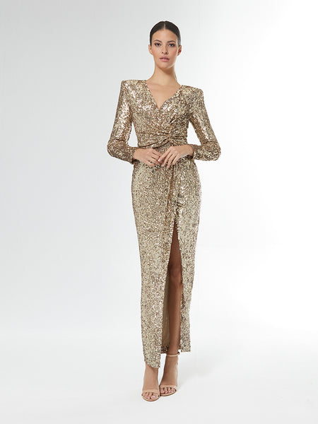 Carla Ruiz 51051 Brown sequin Dress