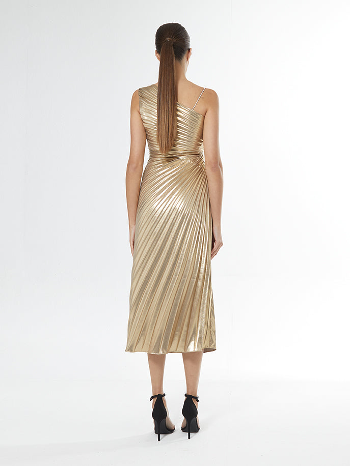 Carla ruiz  Gold asymmetric  dress