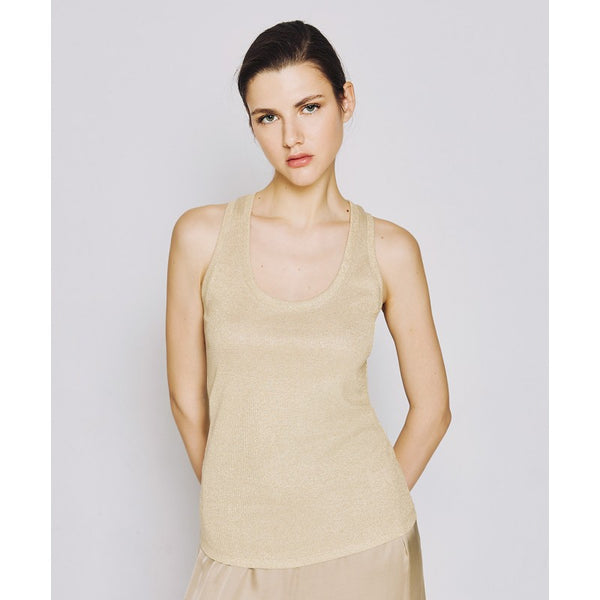 ACCESS FASHION sleeveless ribbed lurex top