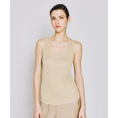 ACCESS FASHION sleeveless ribbed lurex top