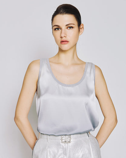 ACCESS FASHION Satin top with ribbed details