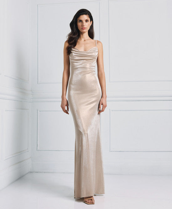 ACCESS FASHION Metallic-effect draped maxi dress
