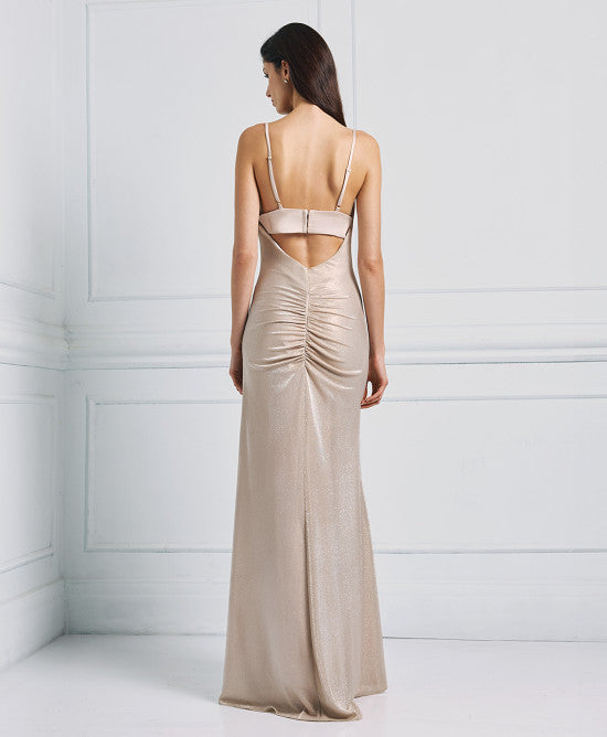 ACCESS FASHION Metallic-effect draped maxi dress