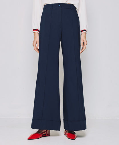 ACCESS FASHION Flare pants with turn-up hemlines