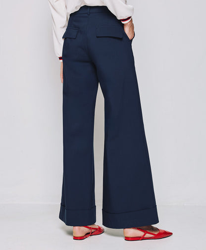 ACCESS FASHION Flare pants with turn-up hemlines