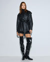 Access fashion 1032 short faux leather trench