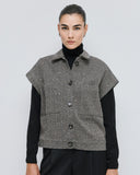 Access fashion 1087 Cropped herringbone jacket with sequins
