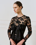 Access Fashion 2013 Blouse with lace and bow Black