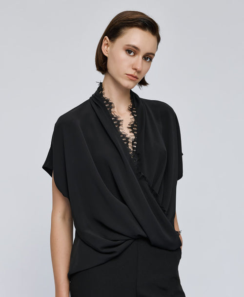 ACCESS FASHION Wrap top with lace