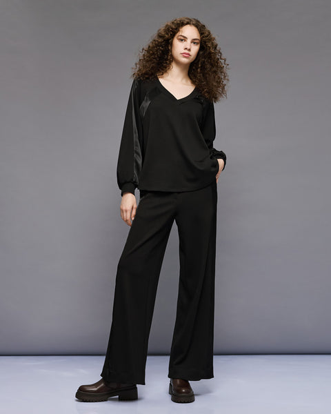 Access Fashion 2184 Blouse with satin details Black