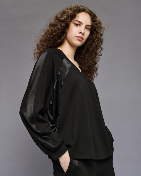 Access Fashion 2184 Blouse with satin details Black